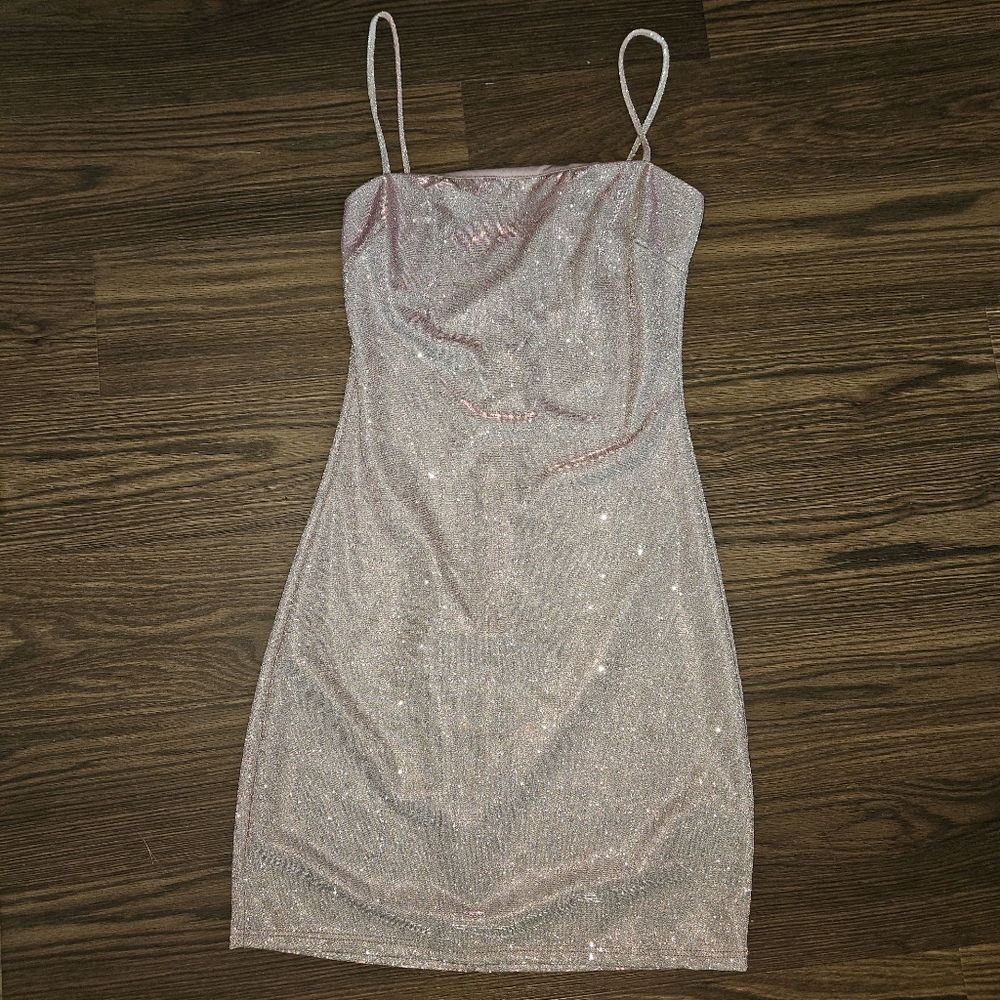 NWT Windsor Issa Celebration Glitter Sparkly Pink Mini Dress S Small Disco Party